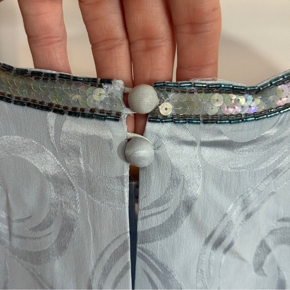 Lauren Alexander Flapper Gatsby Sequin Silk Brocade Midi Dress Light Blue 10 - Picture 7 of 16